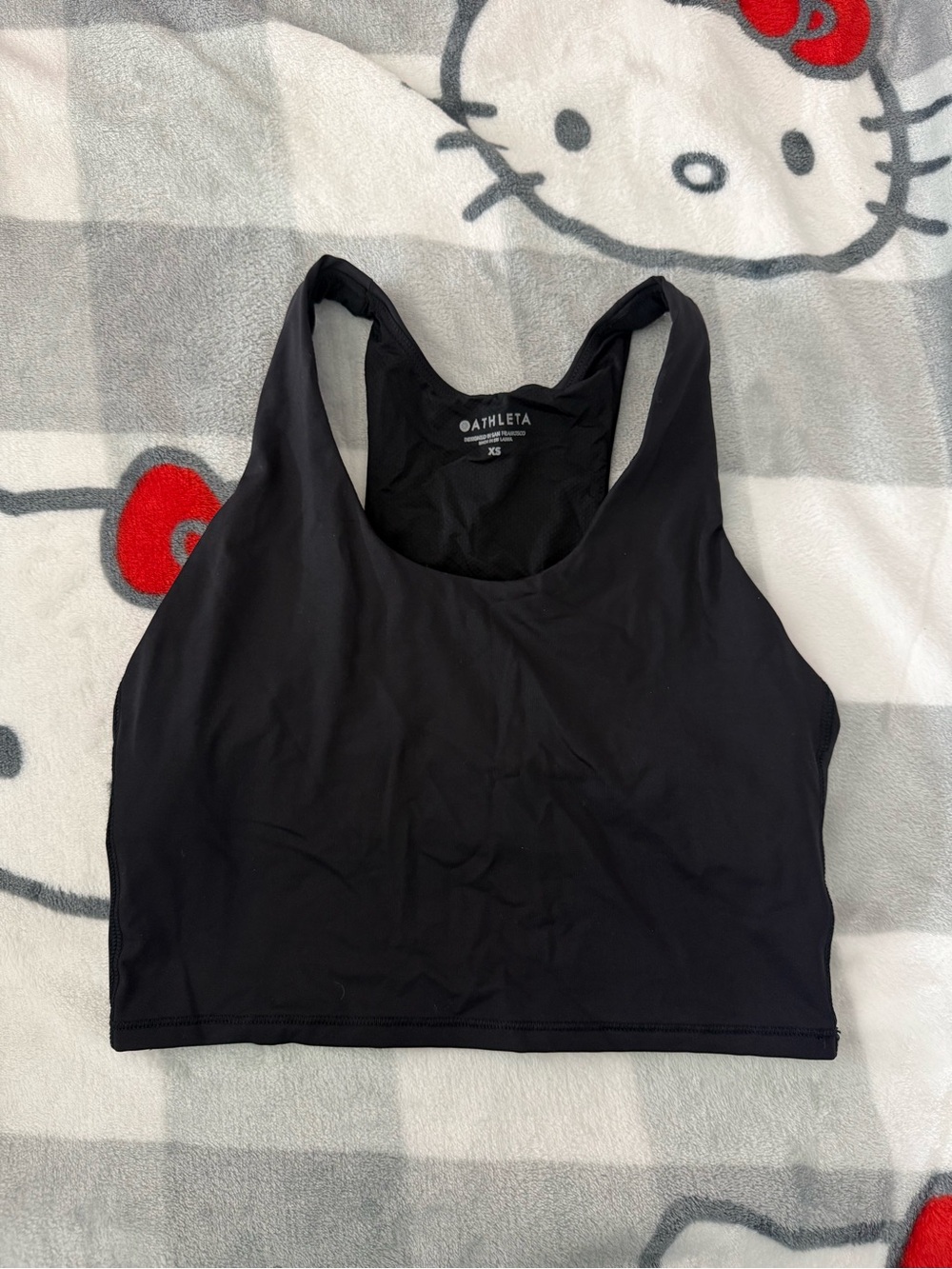 Athleta Black Racerback Crop Sports Bra